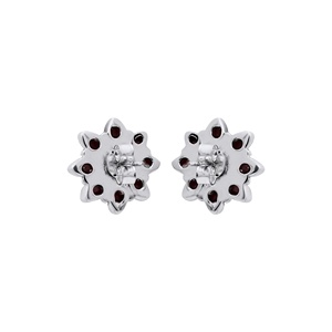 Pendientes de Plata de Ley 925 al por Mayor, Chapados en Oro Amarillo, con Rubí Natural y Bisel Floral, Joyas Memoria - Product Image 5