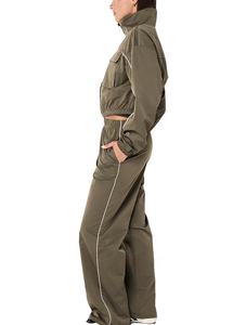 ชุดวอร์มผู้หญิง2ชิ้นกันลมแห้งเร็วระบายอากาศได้ชุดวิ่งซิปเต็มรูปแบบโลโก้ออกแบบได้ตามต้องการล่าสุด - Product Image 6