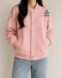 HMR Womens Letterman Alpha Kapa Jacket Green Cashmere <b>Wool</b> Body Pink Sleeves Black Greek Apparel Sorority Varsity Jacket - Product Image 4