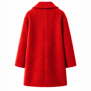 Manteau long en laine personnalisé NSPDK Sorority avec logo brodé sur le devant, couleur rouge et or, manches longues, pour femme. - Product Image 3