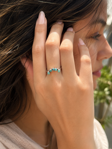 Turquoise <b>Stacking</b> <b>Ring</b> <b>Sterling</b> <b>Silver</b> Southwestern Band Handmade Boho Jewelry for Women Gift - Product Image 1
