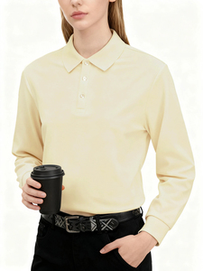 Polo de Manga Larga para Mujer, Color Sólido, Estilo Casual, Tejido de Alta Calidad, Largo Regular, Teñido Liso, 2026 Premium - Product Image 2