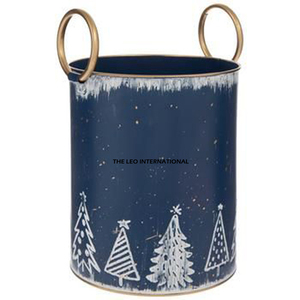 Seau de Noël en métal galvanisé fait à la main avec poignée, forme ovale, décoration intérieure de style campagnard - Product Image 3
