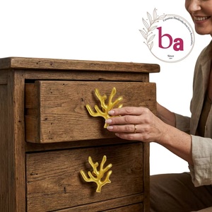 Golden Coral Branch Shape Cast Iron Eco-Friendly Multi-Function Furniture Handle for Drawer Dresser Industrial Design Easy - Product Image 2