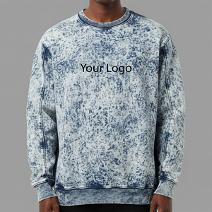 Sweat-shirts décontractés confortables à col rond pour hommes, coupe oversize, 100 % coton, effet délavé, prix de gros abordable - Product Image 4