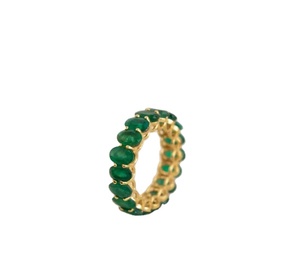 Bande d'éternité ovale émeraude, bague baguette, bague d'éternité, bague de pierres précieuses - Product Image 2