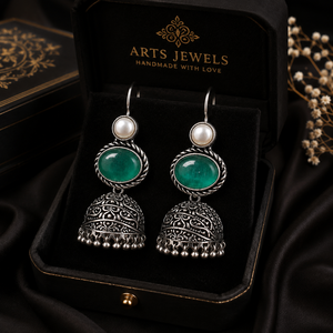 Proveedor Mayorista de Pendientes Jhumka de Piedra Verde Vintage |   Pendientes Colgantes Estilo Boho Tribal - Product Image 6