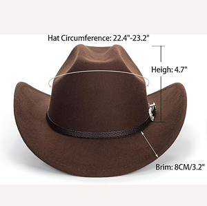 Chapeau Fedora Marron 100% Laine avec Ruban Noir Unisexe Décontracté à Large Bord Broderie Main Réglable Quatre Saisons Fête Mode - Product Image 2