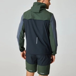 Chaqueta Deportiva con Capucha y Bloques de Color para Hombre, Cortavientos de Manga Larga con Cremallera, Ligera de Poliéster, para Otoño, Corte Regular - Product Image 4
