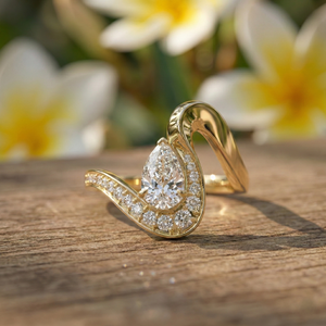 Anillo de Diamante Cultivado en Laboratorio de 1.0Ct, Oro Sólido de 14K/10K, Corte Brillante en Forma de Pera, Estilo Único, Joyería Fina para Mujer, Diseño Personalizado, Venta al Por Mayor - Product Image 1