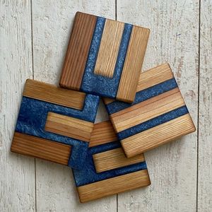 Elegant Wooden And <b>Epoxy</b> <b>Resin</b> Coasters Handmade With Durable Waterproof Finish For Luxury <b>Table</b> Settings - Product Image 4