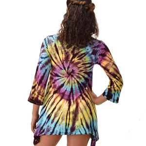 Vestido Túnica de Rayón con Estampado Tie Dye Estilo Boho para Festivales - Product Image 1