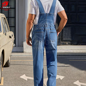 Comfortable Regular Fit <b>Men</b> Jeans <b>Overall</b> Breathable Adjustable Shoulder Buckles Utility Pocket Casual Outfit - Product Image 2