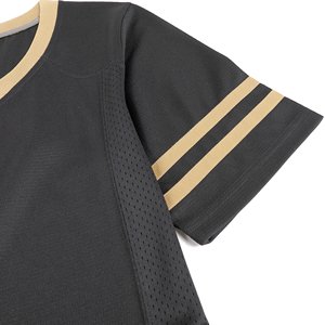 Maillot de football à manches courtes pour homme, col en V, noir, avec rayures dorées, coupe athlétique, vêtements pour adultes, maillot de football américain - Product Image 5