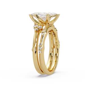 Luxury 14K <b>Gold</b> Engagement <b>Ring</b> Marquise Cut Lab Grown Diamond 2.00 IGI Certified Curved Wedding Band Bridal <b>Ring</b> <b>Sets</b> Jewelry - Product Image 3