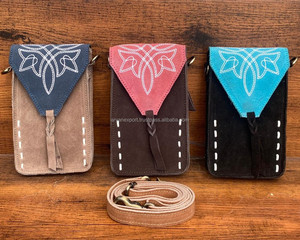 Nueva bota Stitch de cuero de ante genuino para mujer, bolsos pequeños para teléfono móvil, Mini bolso de hombro tipo bandolera para teléfono móvil para mujer - Product Image 4