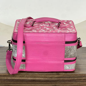 Estuche de Joyería de Cuero de Vaca Grabado a Mano Rosa 2026 de Doble Capa con Correa Cruzada, Organizador de Almacenamiento de Moda - ¡Super Septiembre! - Product Image 4