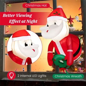Babbo Natale e Ghirlanda Gonfiabili in PVC da 1m (3.3FT) con 2 Luci LED Interne, 3 Ventose, 1 Corda, Tempo di Gonfiaggio 45s - Product Image 5