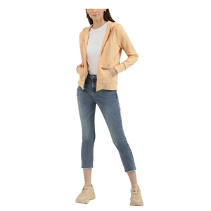 Sweat-shirts à capuche décontractés pour femmes, 100 % coton, à manches longues, couleur unie, avec logo frontal, coupe ample, printemps/hiver - Product Image 3
