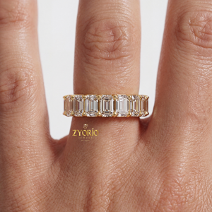 Anillo de Eternidad de Lujo con Corte Esmeralda, Plata de Ley, 5 CT, Diamante de Laboratorio, Anillo de Boda Apilable, Joyería para Compromiso, Aniversario, Fiesta - Product Image 3