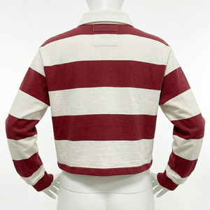 Polo rayé streetwear pour femme, coupe courte, manches courtes, brodé, style oversize - Product Image 2