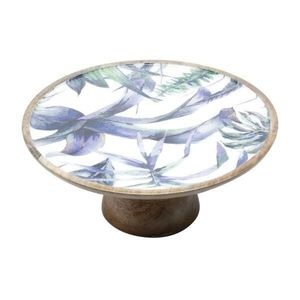 Juego de Platos Redondos de Madera Ecológicos con Diseño de Hojas Tropicales, Bandeja de Servir Hecha a Mano de 1 Pieza, para Exhibición de Postres, Solo Lavar a Mano - Product Image 3