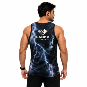 Custom 3D All Over Print Gym Tank Top for Men | Lightning Design Fitness <b>Stringer</b> <b>Vest</b> | Sleeveless Workout Sportswear OEM - Product Image 4
