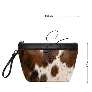 Bohemian Unisex Hair On Hide Small Travel Pouch With <b>Wristlet</b> Genuine Leather Handmade Wallet Women to Store Small Accessories - Product Image 3