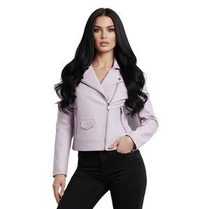 Chaqueta de Motociclista de Cuero Lavanda para Mujer, Uso Diario, Estilo Motero, Personalizada, Venta al por Mayor, Precio de Fábrica, Cuero Genuino - Product Image 1