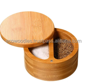 Professional Design Vintage Eco-Friendly Indian Bamboo Beige Spice Storage <b>Box</b> Lid Cylindrical <b>Stackable</b> Shaker - Product Image 4