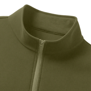 Sweat-shirt en molleton vert olive pour homme, demi-zip, col montant, poignets et ourlet côtelés, doux, chaud, décontracté, vêtement de sport, pull à manches longues - Product Image 3