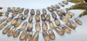 Cuentas de fluorita natural facetadas en forma de pera, cuentas largas de fluorita en forma de pera, cuentas de fluorita multifacéticas en forma de pera para la fabricación de joyería, 8 pulgadas - Product Image 2