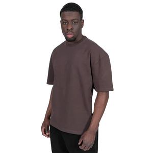 Haute qualité poids lourd 100% coton Stock hommes grande taille Streetwear T-Shirt couleur unie goutte épaule T-shirt - Product Image 3