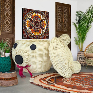Handcrafted White Bear <b>Storage</b> <b>Basket</b>: Eco-friendly Decor & Gift for Home & Hospitality - Product Image 1