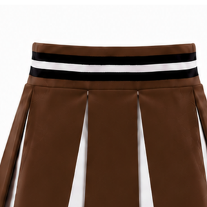 Falda Plisada Color Chocolate para Animadoras, Cintura Alta, Uniforme Deportivo, para Baile, Entrenamiento, Competencia - Product Image 5
