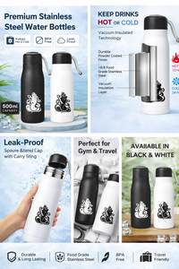 ขวดน้ำสแตนเลสพิมพ์ลายพระพิฆเนศ - ปรับแต่งได้สำหรับกลับไปโรงเรียนและวันรับปริญญา - Product Image 3