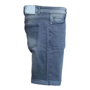 Shorts en jean taille haute déchirés et délavés, style décontracté, avec braguette boutonnée, longueur courte, couleur unie, en tissu denim tissé - Product Image 3