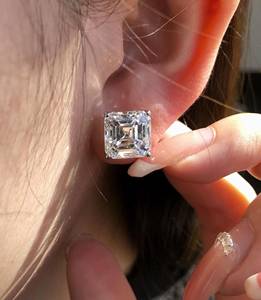 925 Sterling <b>Silver</b> Asscher Cut Moissanite <b>Stud</b> <b>Earrings</b> for Women Square Diamond Solitaire <b>Earrings</b> Jewelry Gift - Product Image 2