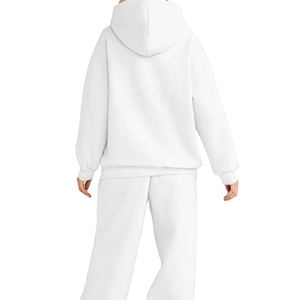 Ensemble de survêtements à capuche pour femmes, style streetwear, 100 % coton, design personnalisable, dernière mode, pull court et pantalon de survêtement - Product Image 6