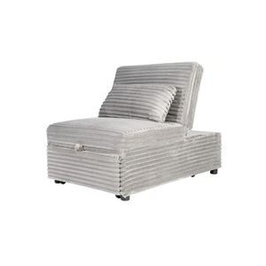 Divano Letto Convertibile in Corduroy Grigio Cenere con Letto Estraibile, Poltrona Divano Letto Convertibile - Product Image 6