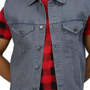 Gilet en jean boutonné OEM pour homme, couleur unie, respirant, classique, 100 % coton, sans manches - Product Image 3