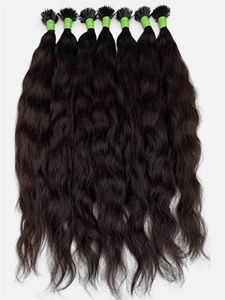 Natural Black Wave Non Remy Human Hair <b>Extensions</b> <b>Micro</b> Link Nano Tip Full Ends - Product Image 2