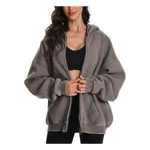 Sweat à capuche unisexe zippé en coton épais 100 %, style vintage délavé à l'acide, coupe classique, le plus vendu - Product Image 6