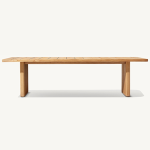 Table rectangulaire en teck au style moderne et épuré, idéale pour les salles à manger extérieures et durable. - Product Image 1