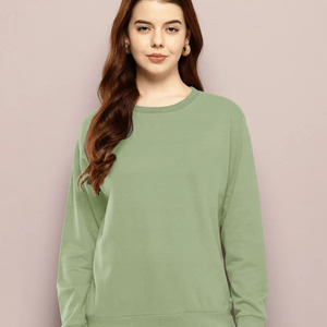 Women's Olive Green Hooded Pullover <b>Long</b> Fleece Anti-Wrinkle <b>Sweatshirt</b> 100% Cotton Knitted Cartoon Pattern Regular Fit Front - Product Image 1