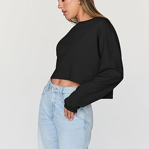 Sudadera Personalizada para Mujer, de Alta Calidad, 100% Algodón, Estilo Urbano Otoñal, Manga Larga, 360g, Corte Recortado, Bordada - Product Image 3