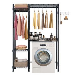 Appendiabiti in metallo resistente, portatile, per interni, organizer per armadio, scaffale portaoggetti per lavatrice e asciugatrice, appendiabiti in filo metallico per piccoli spazi - Product Image 6