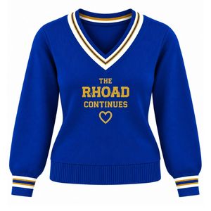 Custom Women V Neck Sweater Knitted <b>Long</b> Sleeve Pullover with Personalized Letters Contrast Stripe Trim Comfortable Casual - Product Image 1