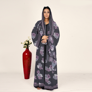 Abaya de Chifón Sólido con Pañuelo a Juego, Diseño Abierto por Delante, Mangas Largas - Vestido Islámico Modesto para Mujer, Suministro ODM - Product Image 3