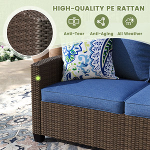 Groupe de sièges de canapé en rotin extérieur 7 pièces pour ensembles de jardin - Product Image 3